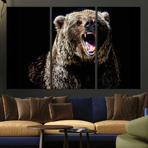 Grizzly Bear Canvas Print | Wildlife Wall Art for Cabin