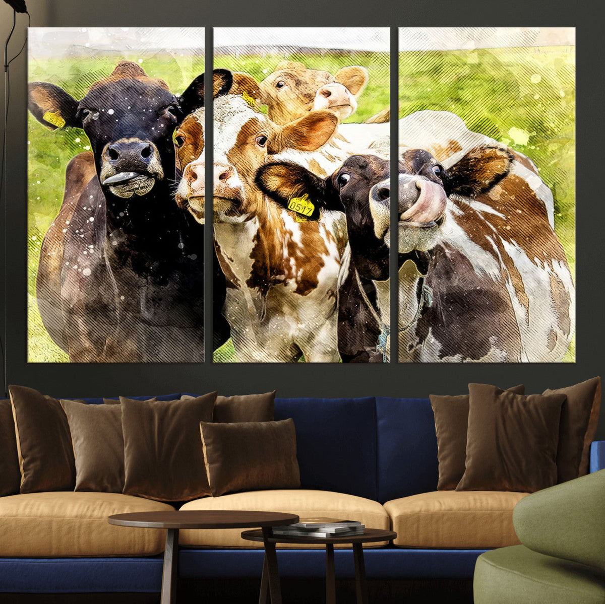 Curious Cows Farmhouse Wall Art | Ready to Hang and Framed
