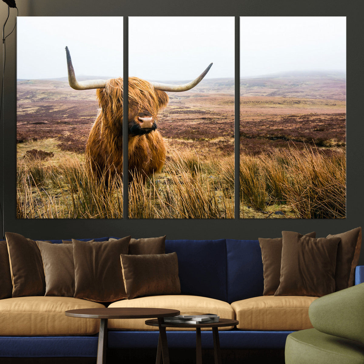 Scottish Highland Cow Canvas Wall Art – Rustic Farmhouse