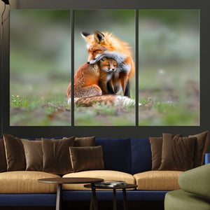 Heartwarming Fox and Baby Cub Wall Art | Ready to Hang
