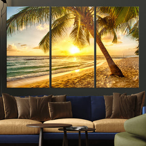 Beach Sunset Canvas Wall Art Print - Tropical Beach Canvas