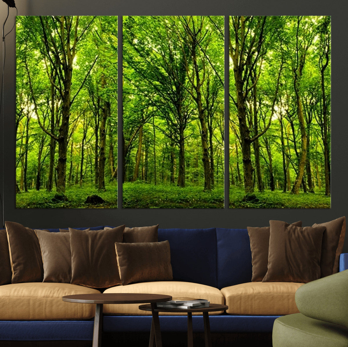 Lush Green Forest Canvas Print | 3-Panel Forest Wall Art |