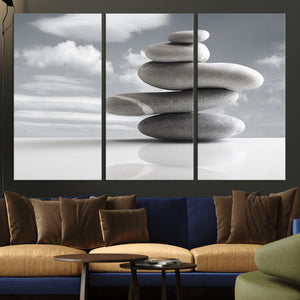 Still Life Black and White Zen Stones Wall Art Canvas,