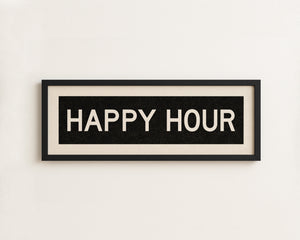 Framed Happy Hour Bus Scroll Sign