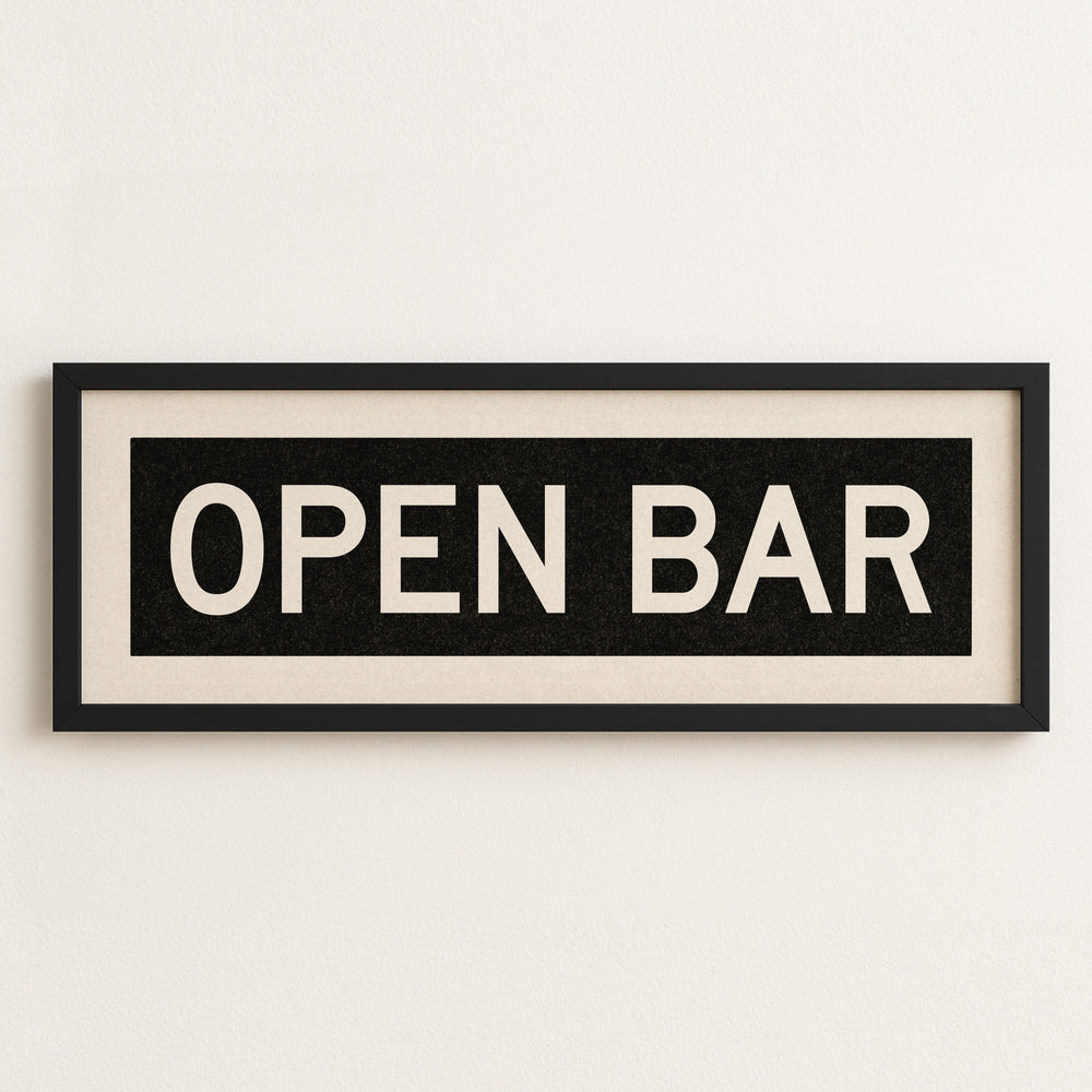 Framed Open Bar Bus Scroll Sign