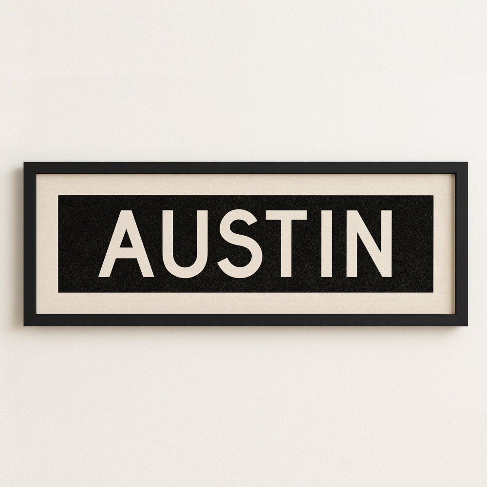 Framed Austin Bus Scroll Sign