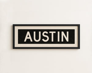 Framed Austin Bus Scroll Sign
