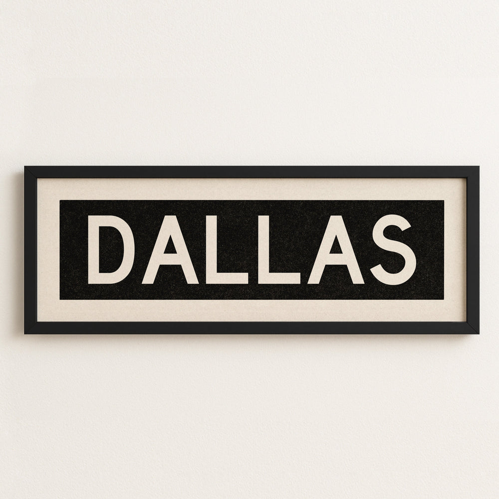 Framed Dallas Bus Scroll Sign