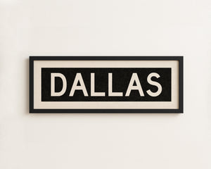Framed Dallas Bus Scroll Sign