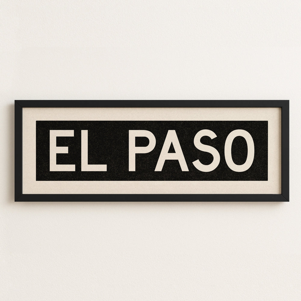 Framed El Paso Bus Scroll Sign