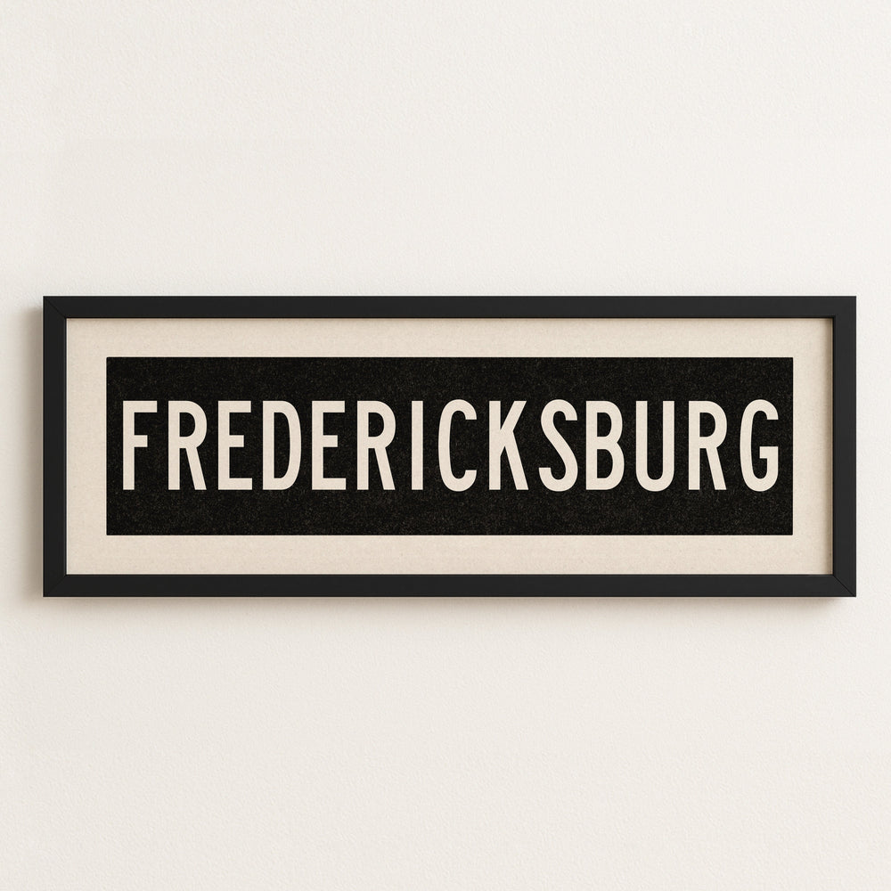 Framed Fredericksburg Bus Scroll Sign