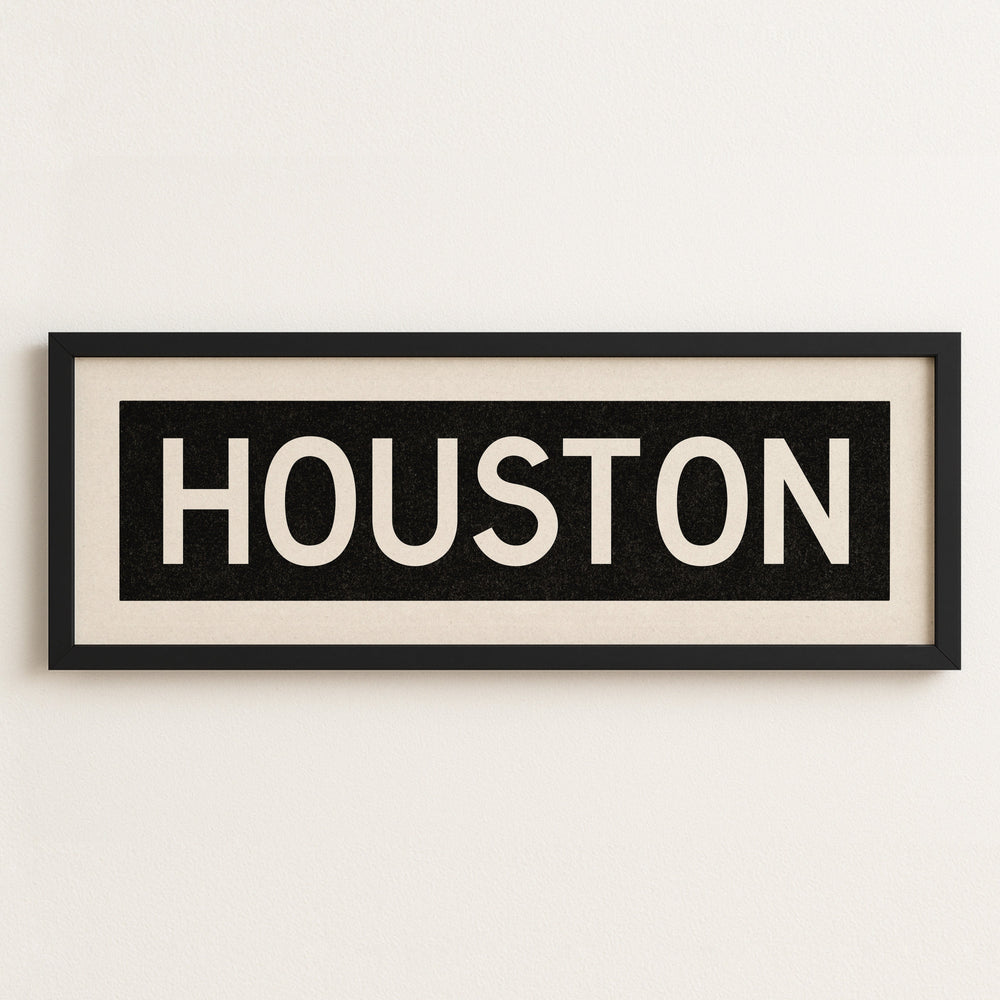 Framed Houston Bus Scroll Sign