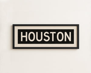 Framed Houston Bus Scroll Sign