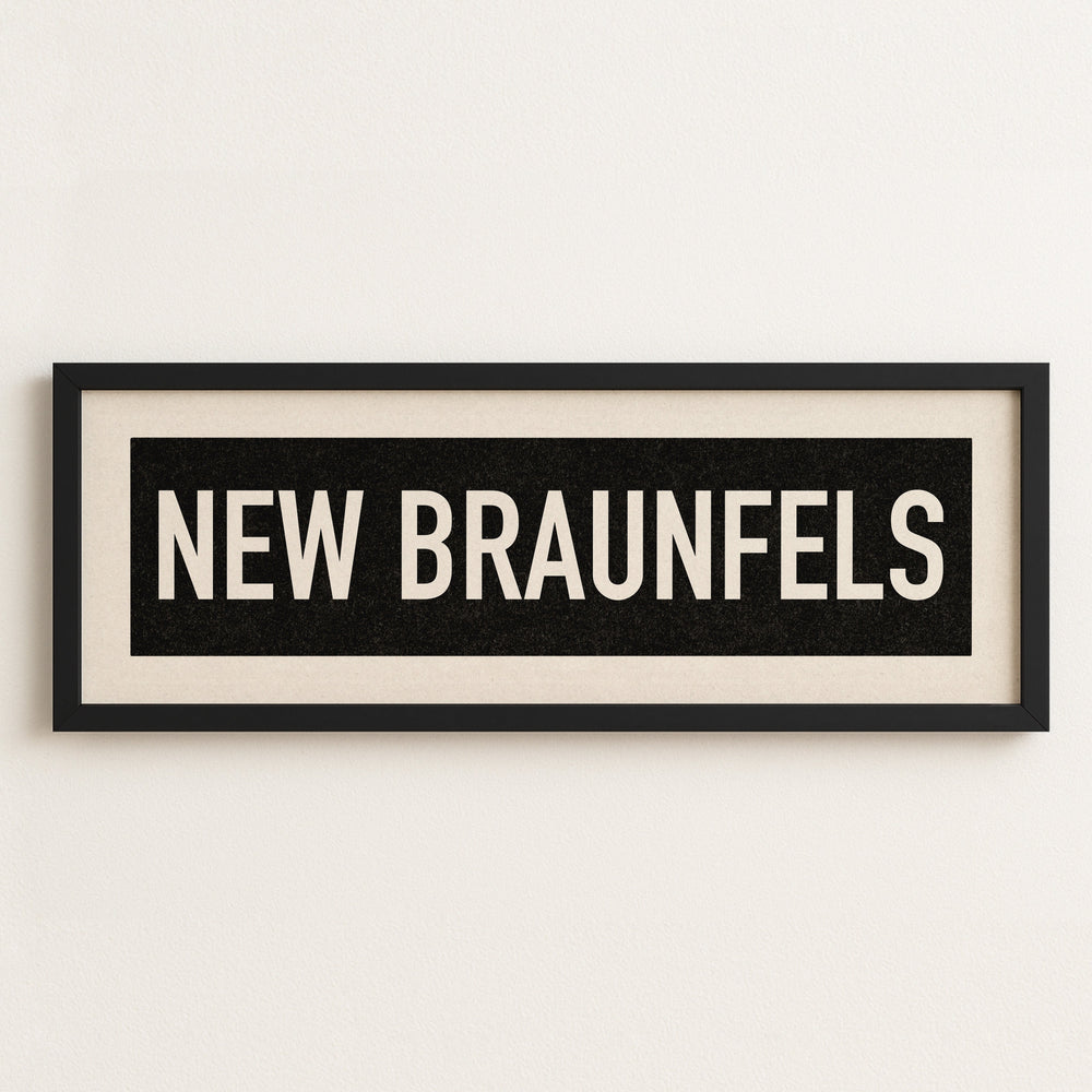 Framed New Braunfels Bus Scroll Sign