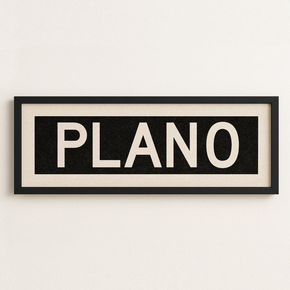 Framed Plano Bus Scroll Sign