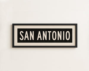 Framed San Antonio Bus Scroll Sign