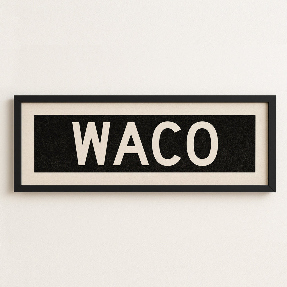 Framed Waco Bus Scroll Sign