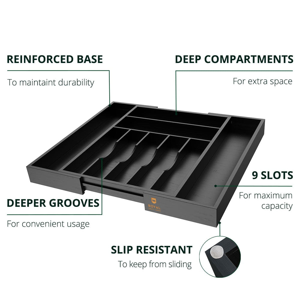 Silverware Drawer Organizer Black 9 Slots