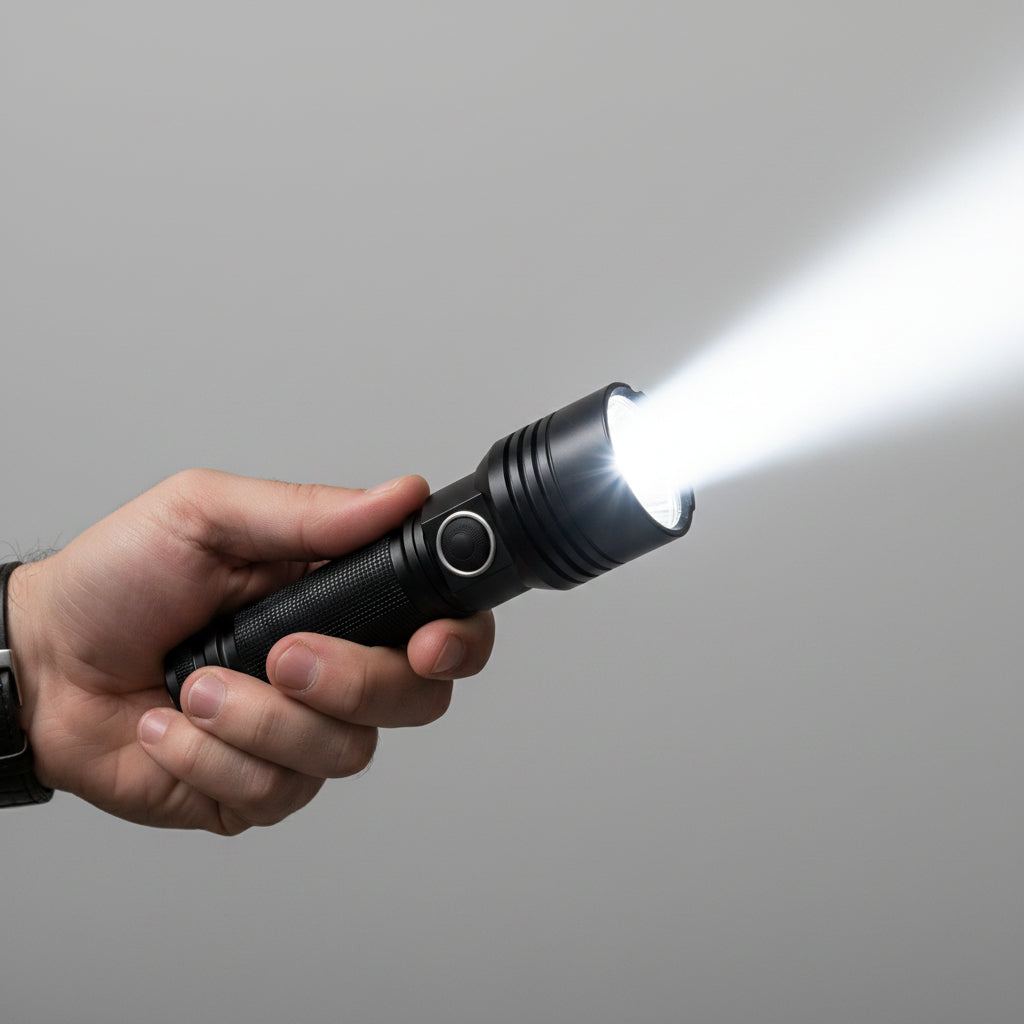Rechargeable LED Flashlight | High Lumen Zoomable Torch with LCD Power Display