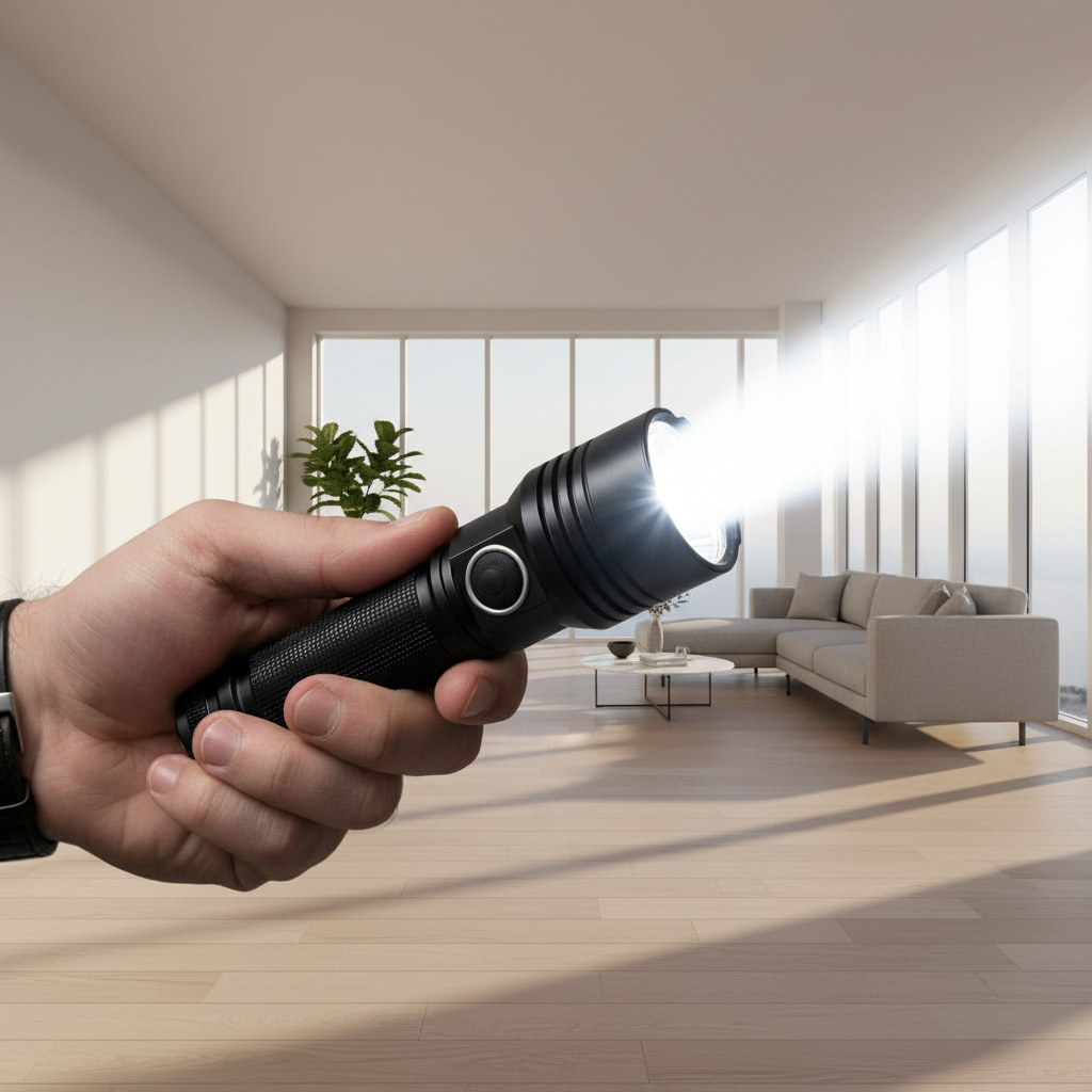 Rechargeable LED Flashlight | High Lumen Zoomable Torch with LCD Power Display