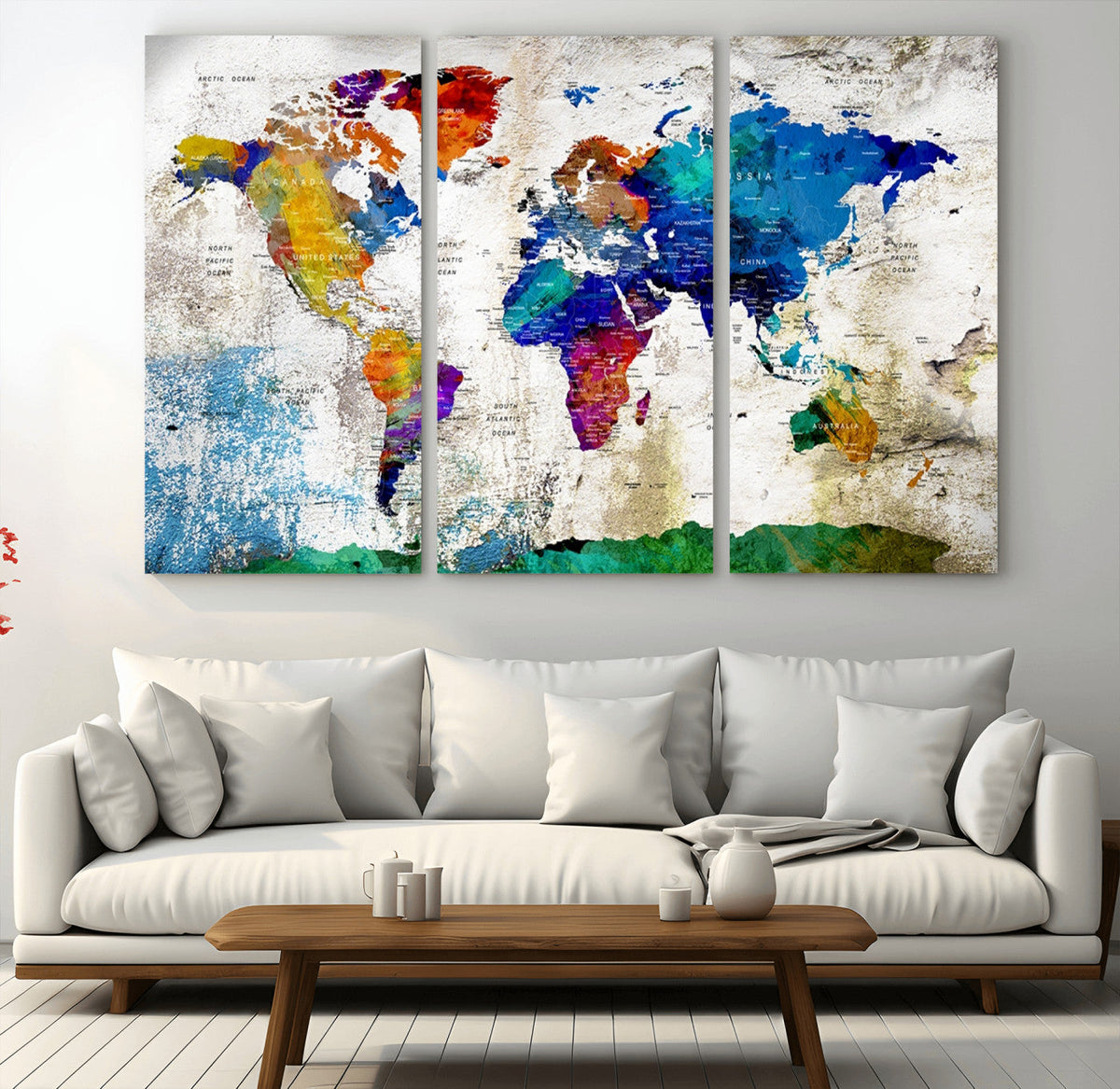 World Map Canvas Print – Framed Travel Map Wall Art for