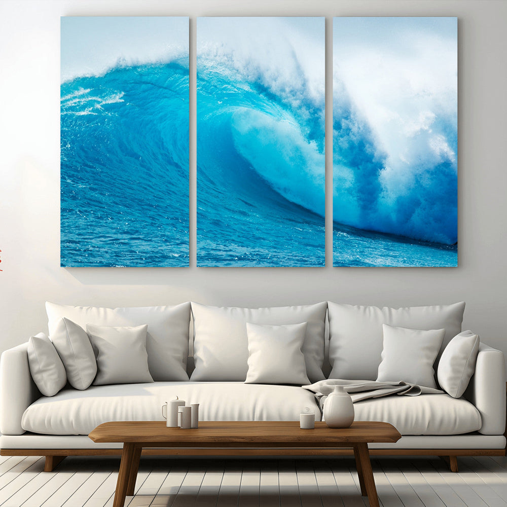 Big Ocean Surfing Wave Wall Art Canvas Print