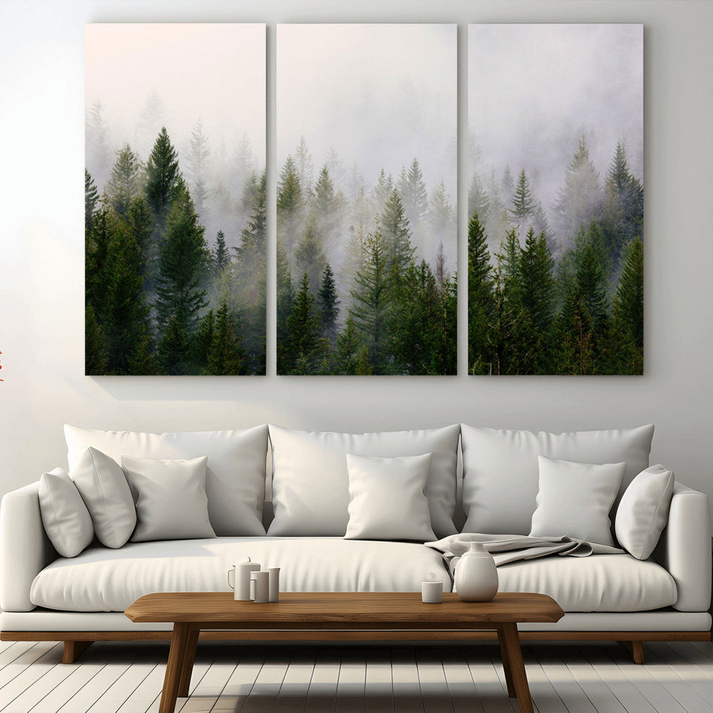 Forest Wall Art Canvas Print | Foggy Forest Wall Art | Pine