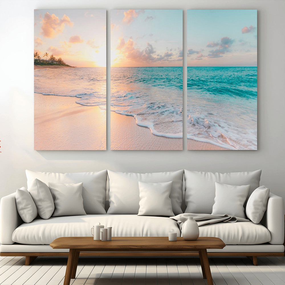 Beach Wall Art - Stunning Ocean Sunset Canvas Print with