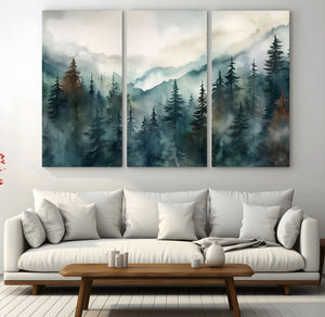 Serenity Forest Wall Art Canvas | Foggy Mountain Landscape