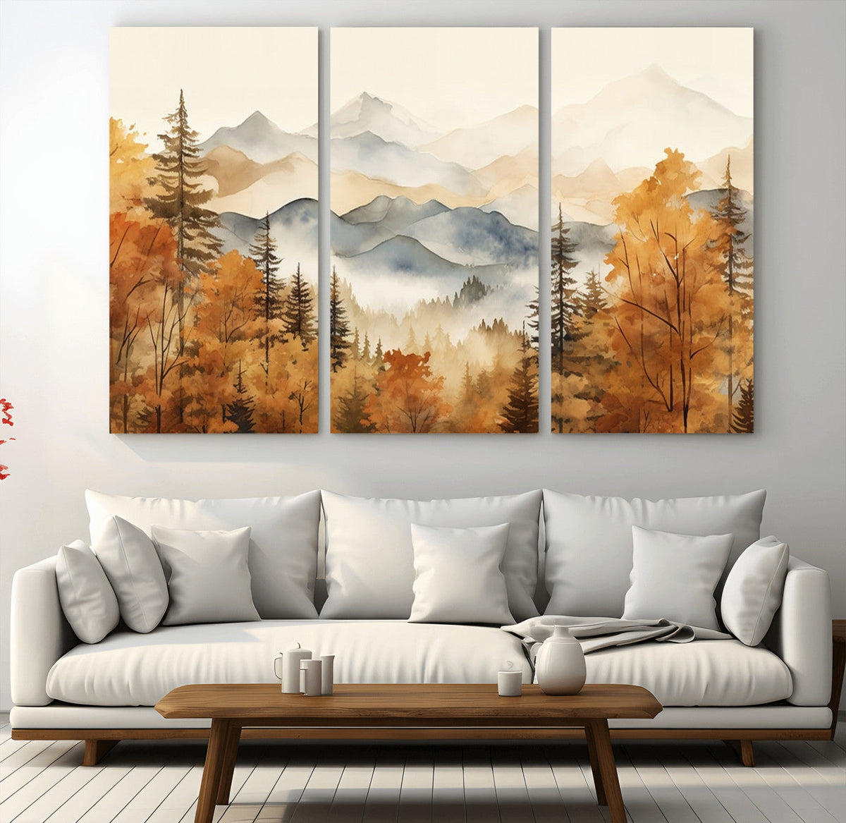 Golden Autumn Forest Wall Art Canvas | Mountain Landscape