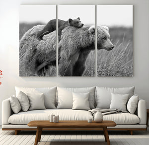 Bear and Cub Wall Art Canvas | 399 Bear Cub