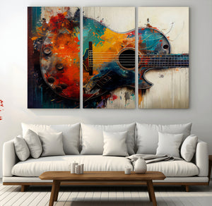 Abstract Guitar Wall Art Canvas | Vibrant Music-Inspired Art