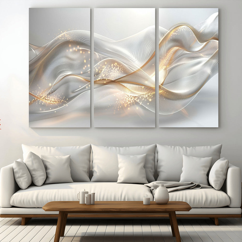 Abstract art Grey and Gold Lines Wall Art