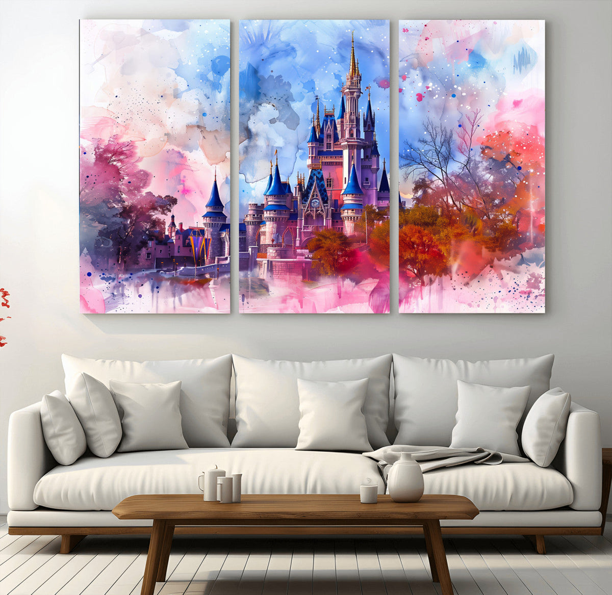 Disney Wall Art: Dreamy Watercolor Cinderella Castle Canvas