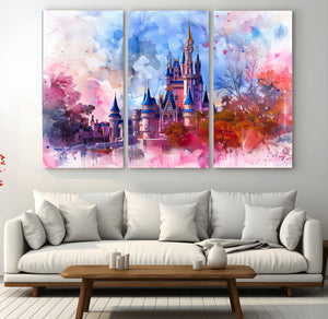 Disney Wall Art: Dreamy Watercolor Cinderella Castle Canvas