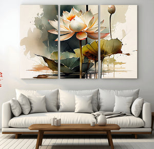 Lotus Flower Watercolor Canvas Print – A Symbol of Serenity