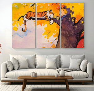 Calvin and Hobbes Tree Scene Canvas Print | 3 Panel Large