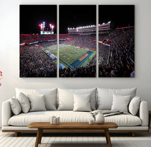 Ben Hill Griffin Stadium Night Game Triple Canvas Wall Art -