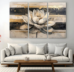Lotus Flower Wall Art – Framed Abstract Floral Canvas
