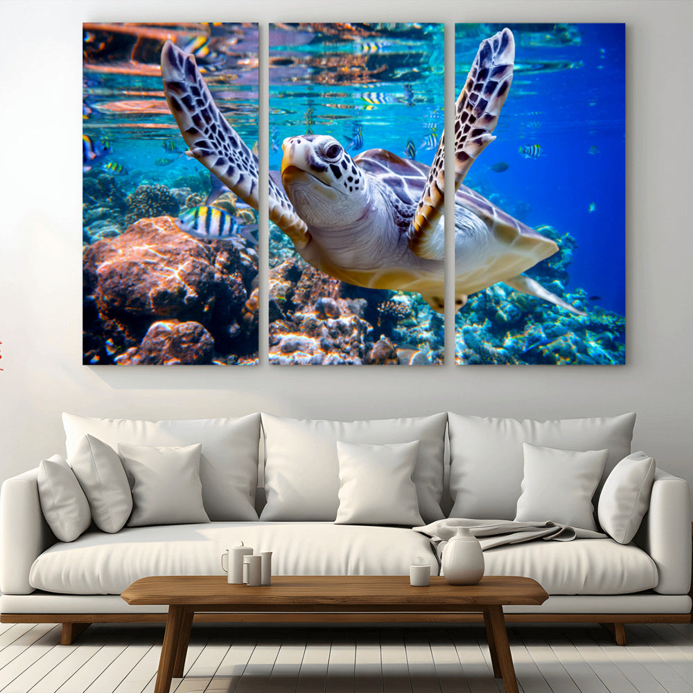 Underwater Sea Turtle Wall Art Canvas Print – Vibrant Ocean