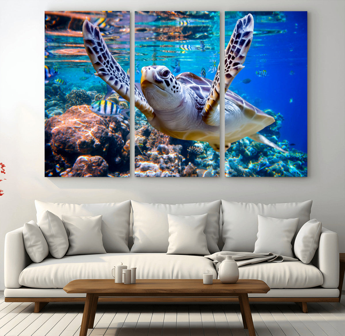 Underwater Sea Turtle Wall Art Canvas Print – Vibrant Ocean
