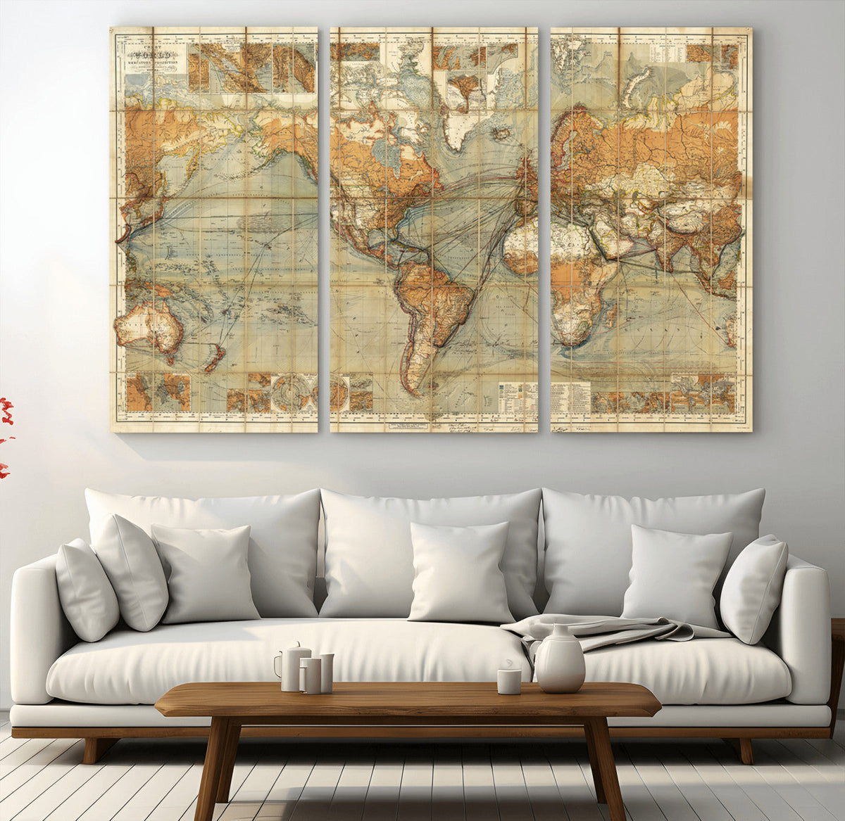 Push Pin World Map Canvas Print – Travel Tracker Wall Art