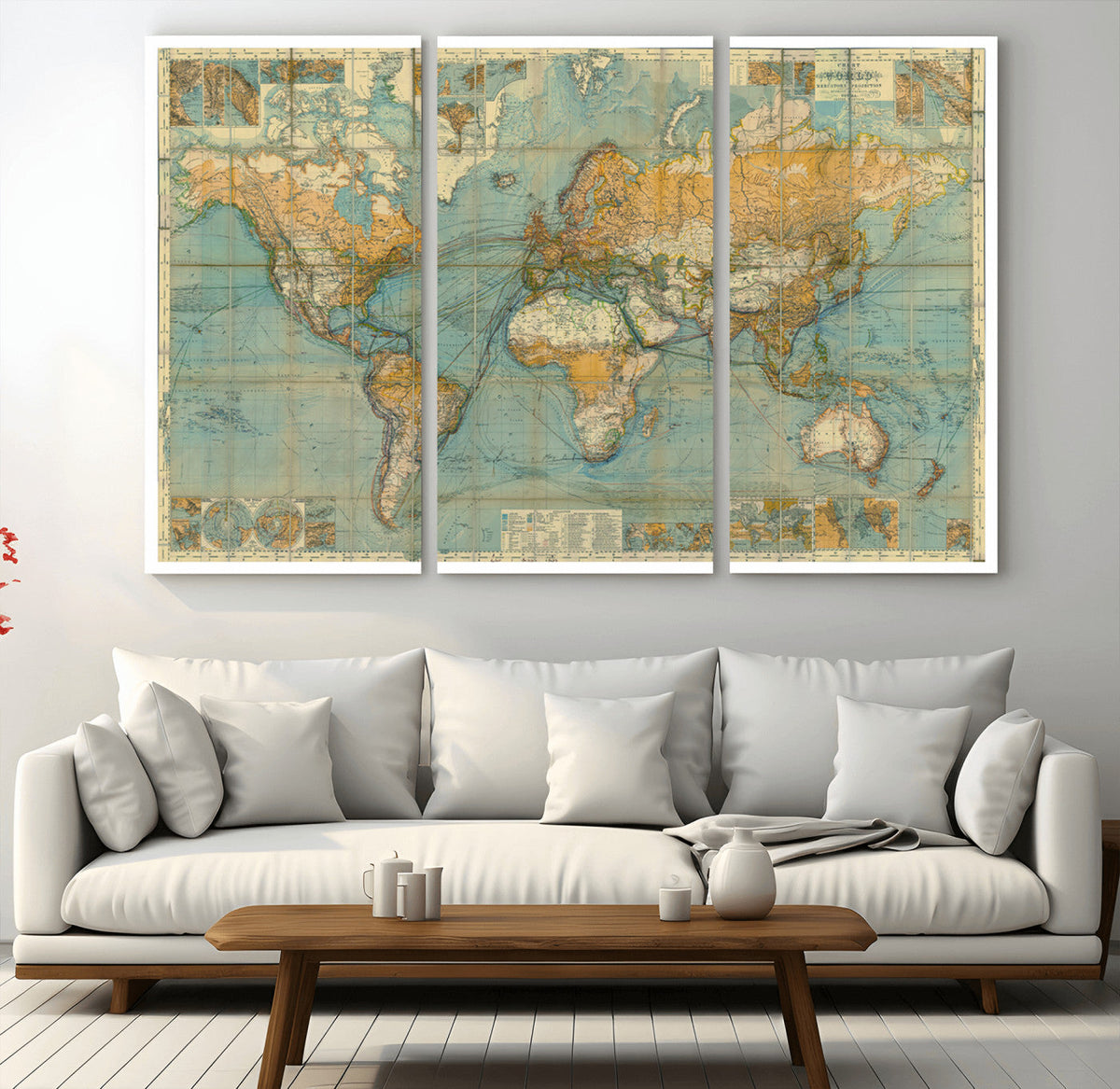 Push Pin World Map Canvas Print – Travel Tracker Wall Art