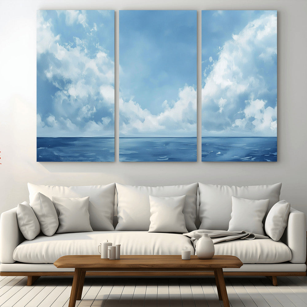 Abstract Ocean Print Artwork- Serene Blue Ocean Canvas Wall