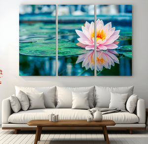 Lotus Flower Wall Art Canvas Print, Water Lily Large Wall