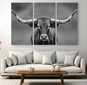 Texas Longhorn Wall Art Canvas Print – Framed Western Bull