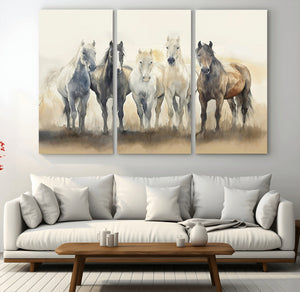 Wild Horses Wall Art Canvas Print, Framed Running Horses Art