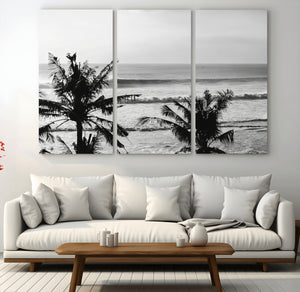 Tropical Coastline Wall Art Canvas Print – Framed Palm Trees