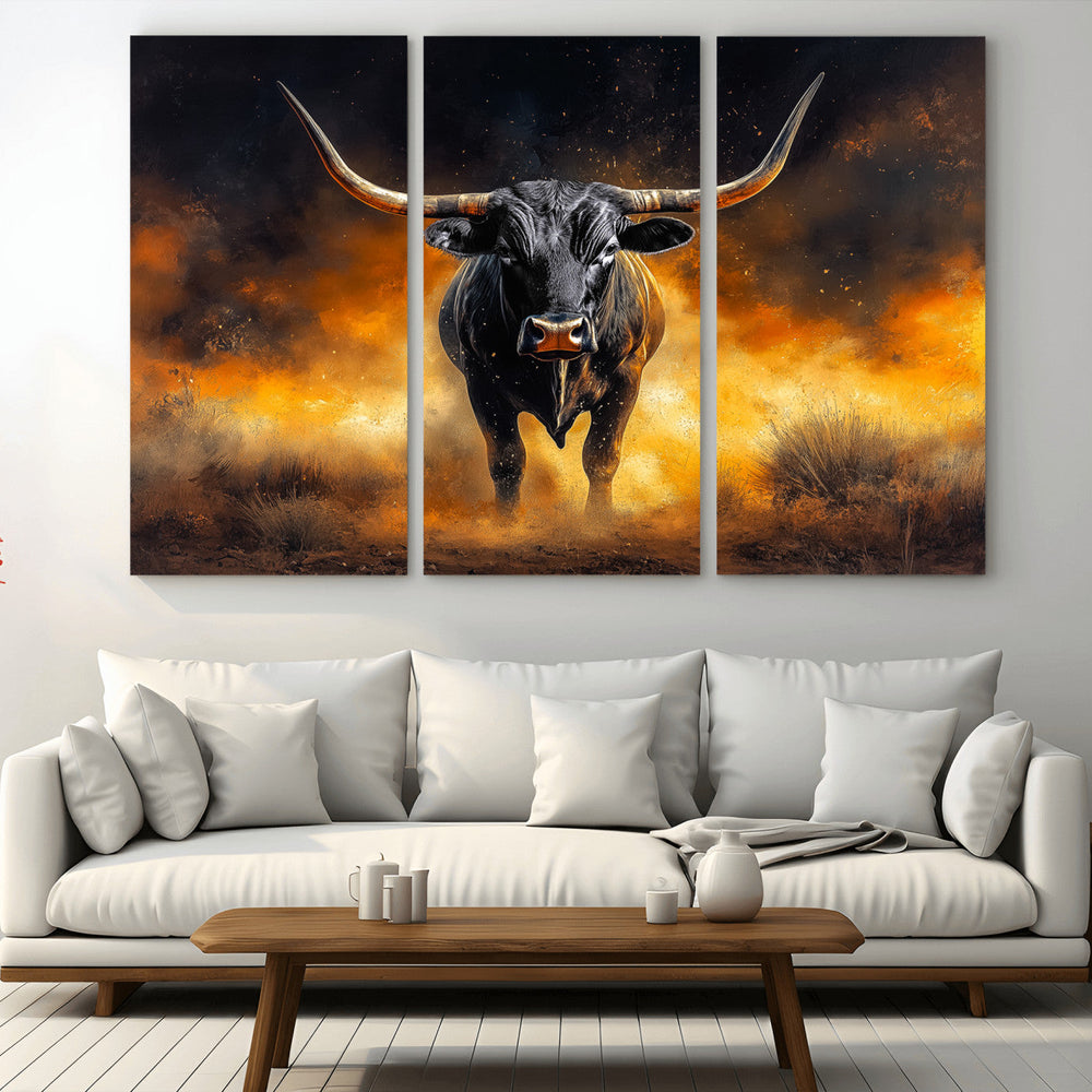 Longhorn Canvas Wall Art Canvas Print – Framed Bold Bull