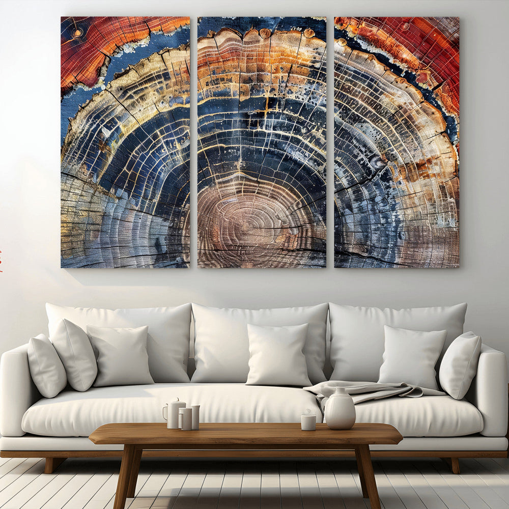 Tree Rings Wall Art Canvas Print – Framed Wood Art Picture